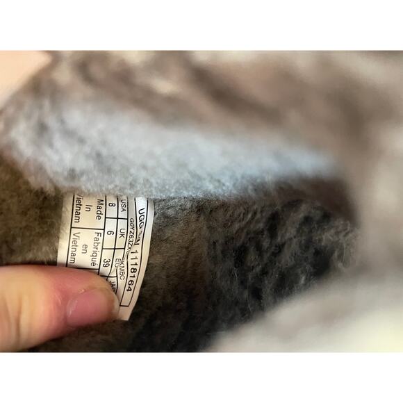 UGG Fluff Yeah Slide Cali Collage Sheepskin Sandals Womens Sz 8 Elastic Strap - Picture 4 of 7